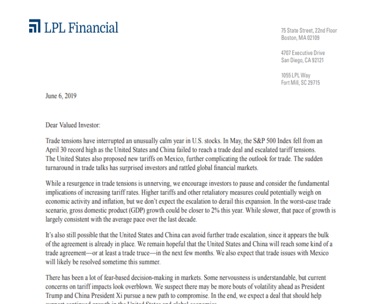 Trade and Tariffs | Client Letter | June 6, 2019
